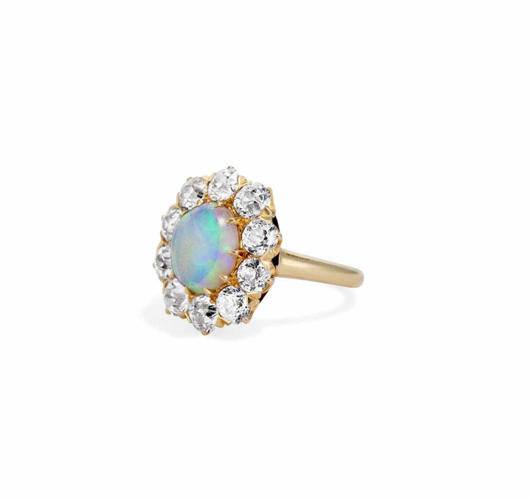 Late Victorian Opal & Diamond Cluster