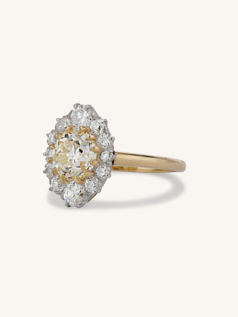 Leia Vintage Inspired Old European Diamond Cluster 18k Engagement Ring