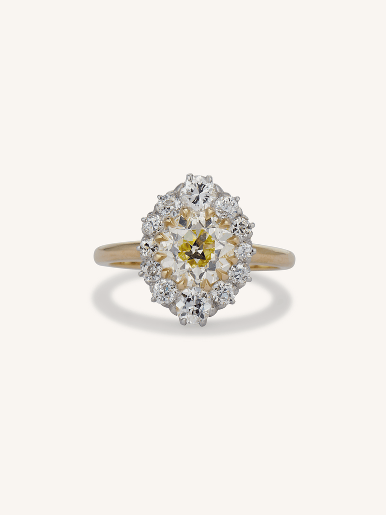 Leia Vintage Inspired Old European Diamond Cluster 18k Engagement Ring