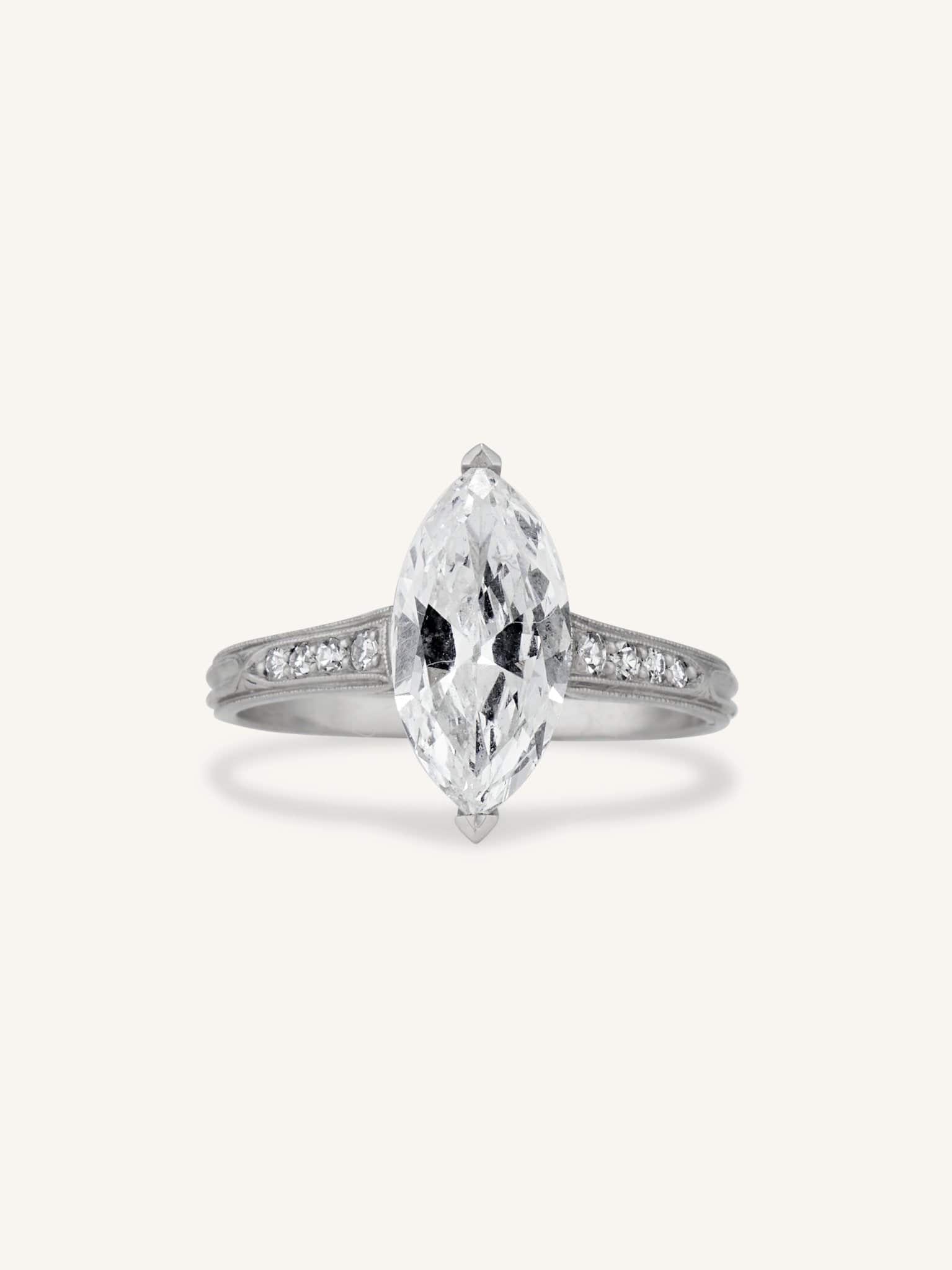 Marcus & Co. 2.06 Ct Marquise Diamond Vintage Engagement Ring – Erstwhile