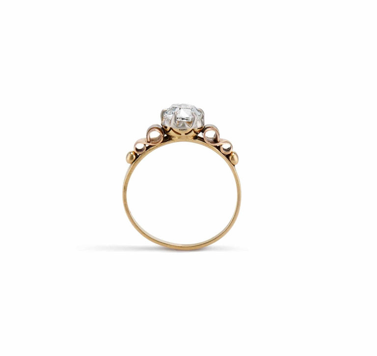Mid-Century 1.01 Carat Rose-Cut Diamond Engagement Ring