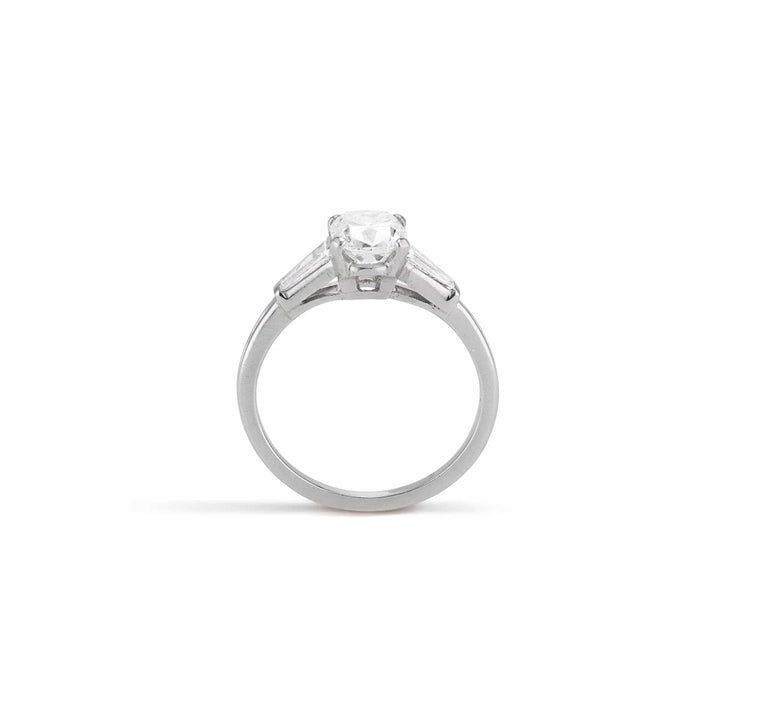 Mid Century 1.03 Carat Cushion Cut Diamond Solitaire Engagement Ring