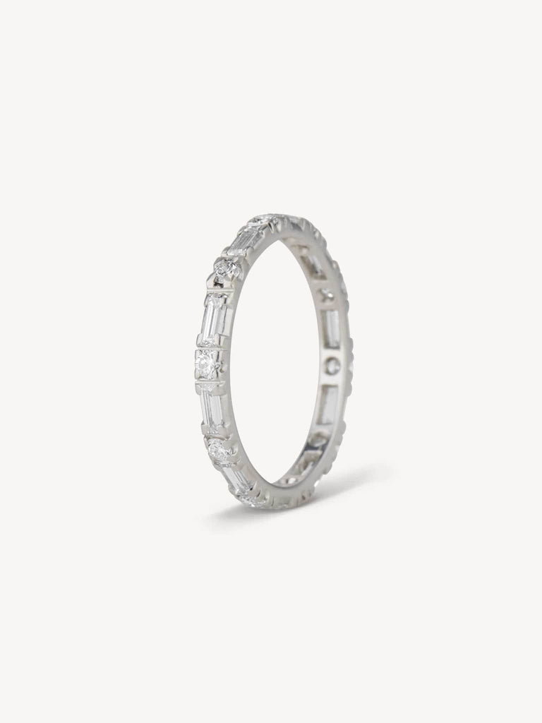 Mid Century 1.25 Carat Baguette & Round Cut Diamond Eternity Band