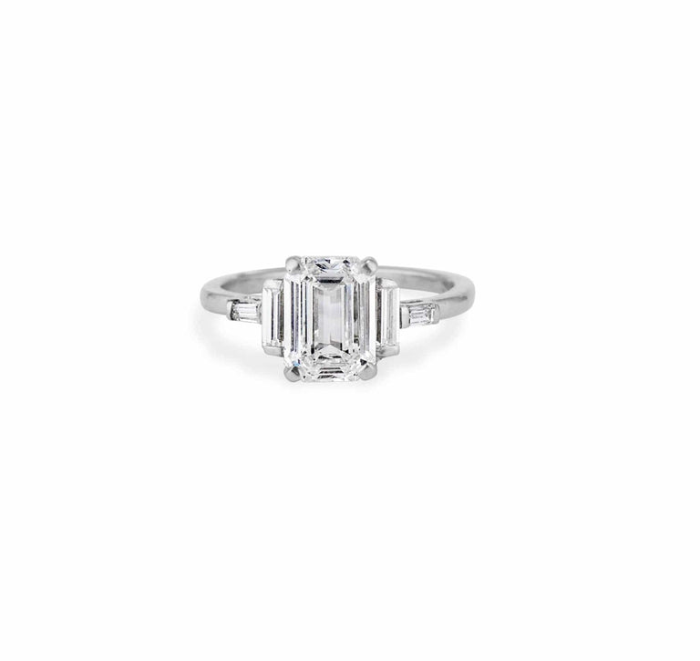 Mid Century 2.13 Carat Emerald Cut Ring