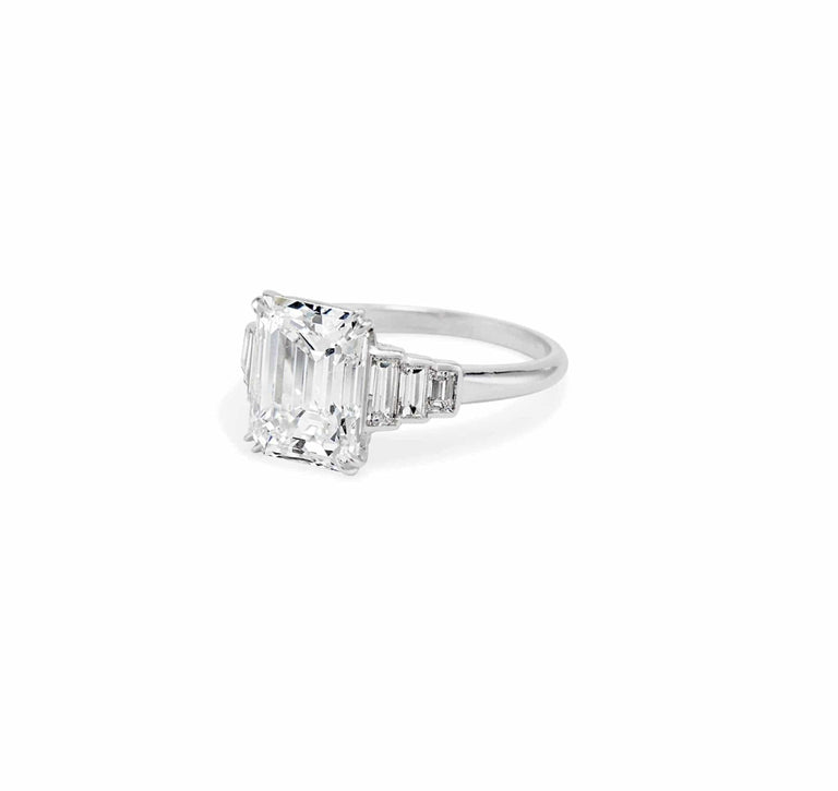 Mid Century 3.23 Carat Emerald Cut Engagement Ring