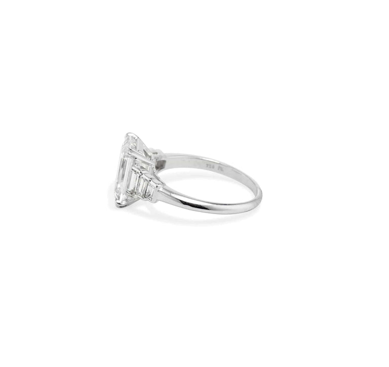 Mid Century 3.23 Carat Emerald Cut Engagement Ring