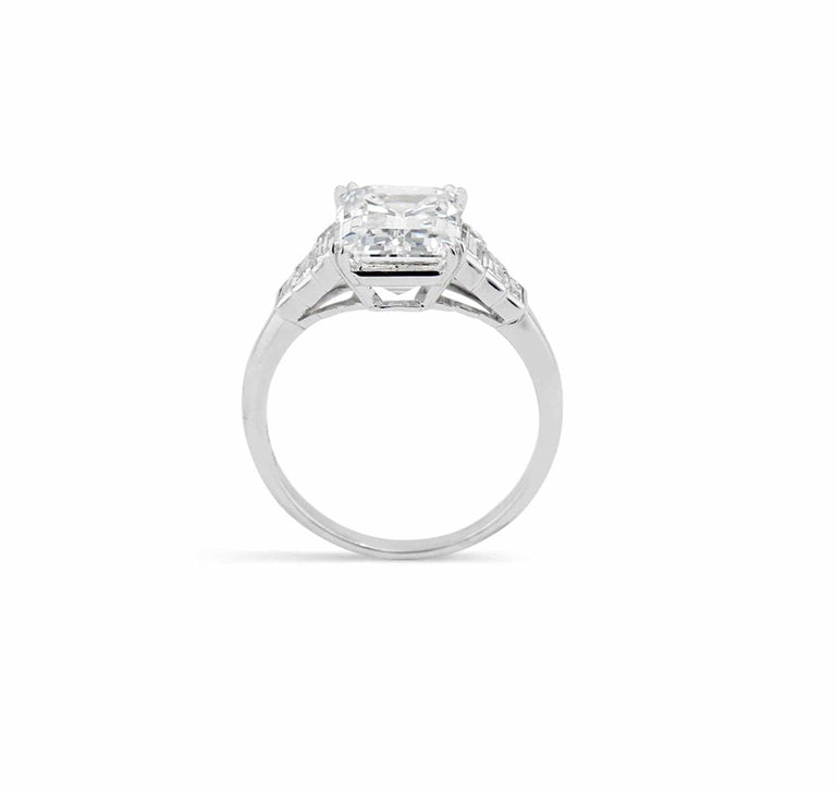 Mid Century 3.23 Carat Emerald Cut Engagement Ring