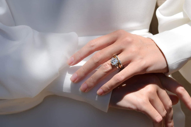 Mid Century 3.23 Carat Emerald Cut Engagement Ring