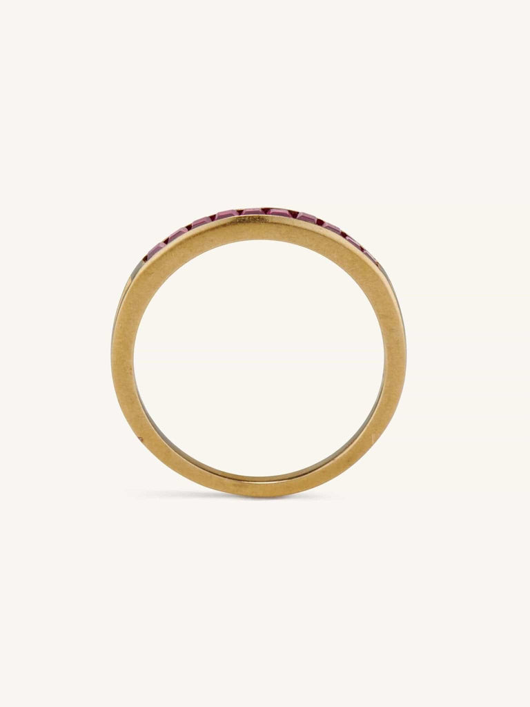 Mid Century Carré Cut Ruby Half Band