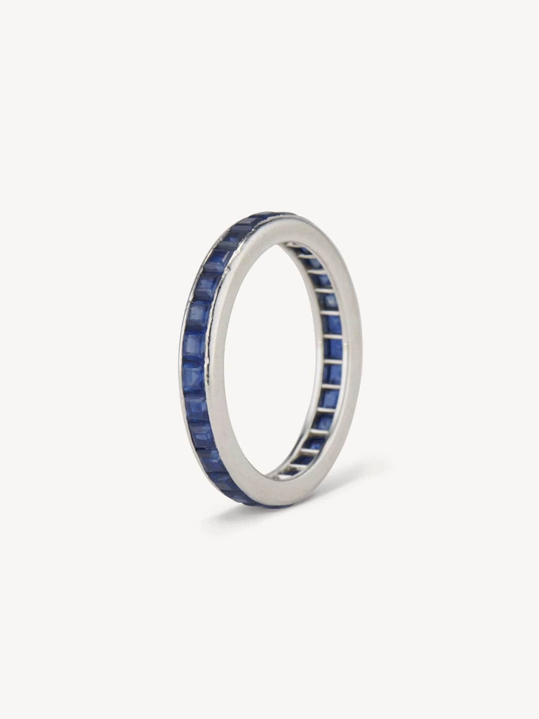 Mid Century Carré Cut Sapphire Eternity Band Size 5.75