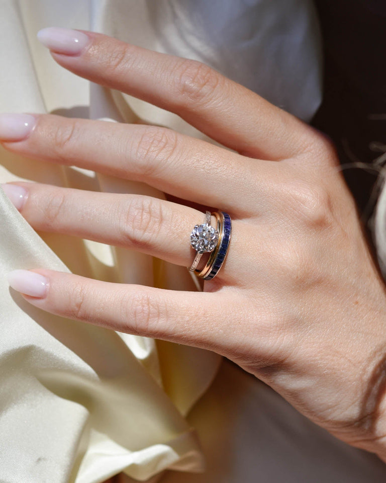 Mid Century Carré Cut Sapphire Eternity Band Size 5.75