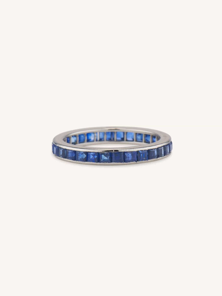Mid Century Carré Cut Sapphire Eternity Band Size 5.75