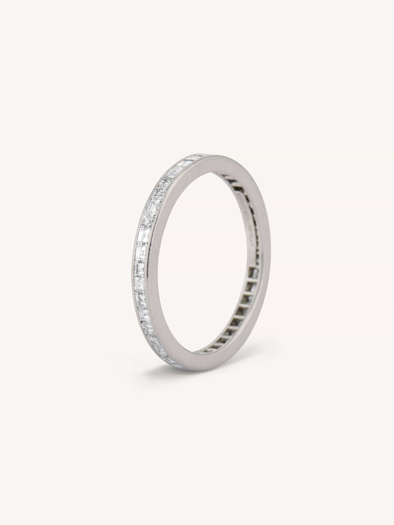 Mid-Century Diamond Carré Cut Platinum Eternity Band 1