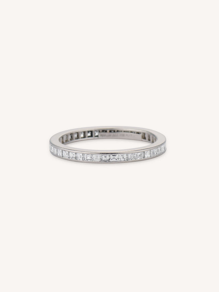 Mid-Century Diamond Carré Cut Platinum Eternity Band 1