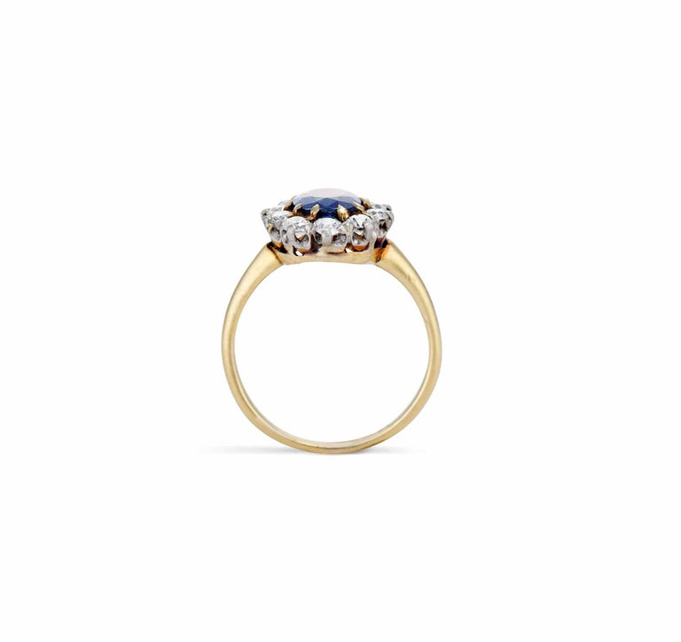 Mid Century Sapphire & Diamond Cluster