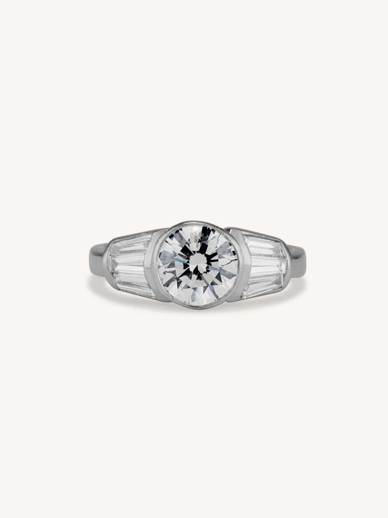 Midcentury 1.26 Carat Round Cut Diamond Ring