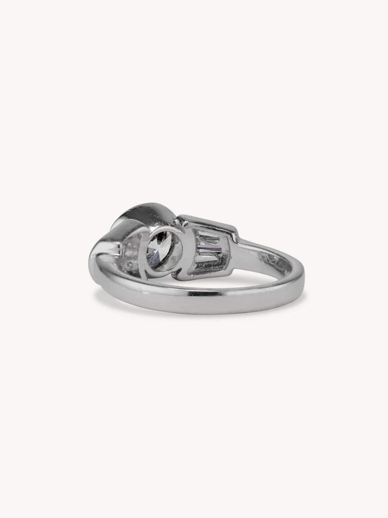 Midcentury 1.26 Carat Round Cut Diamond Ring