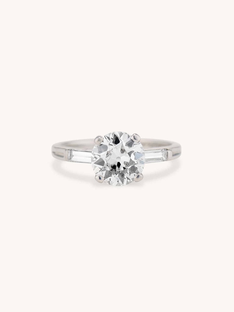 Midcentury 1.44 Carat Transitional Cut Diamond Engagement Ring