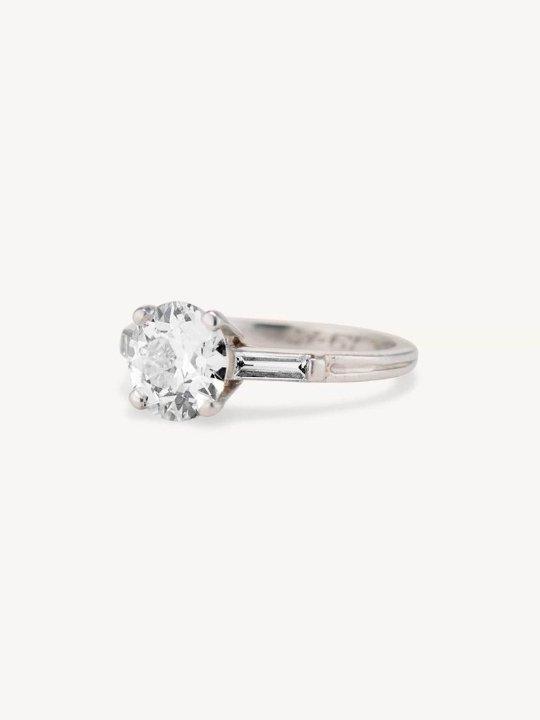 Midcentury 1.44 Carat Transitional Cut Diamond Engagement Ring