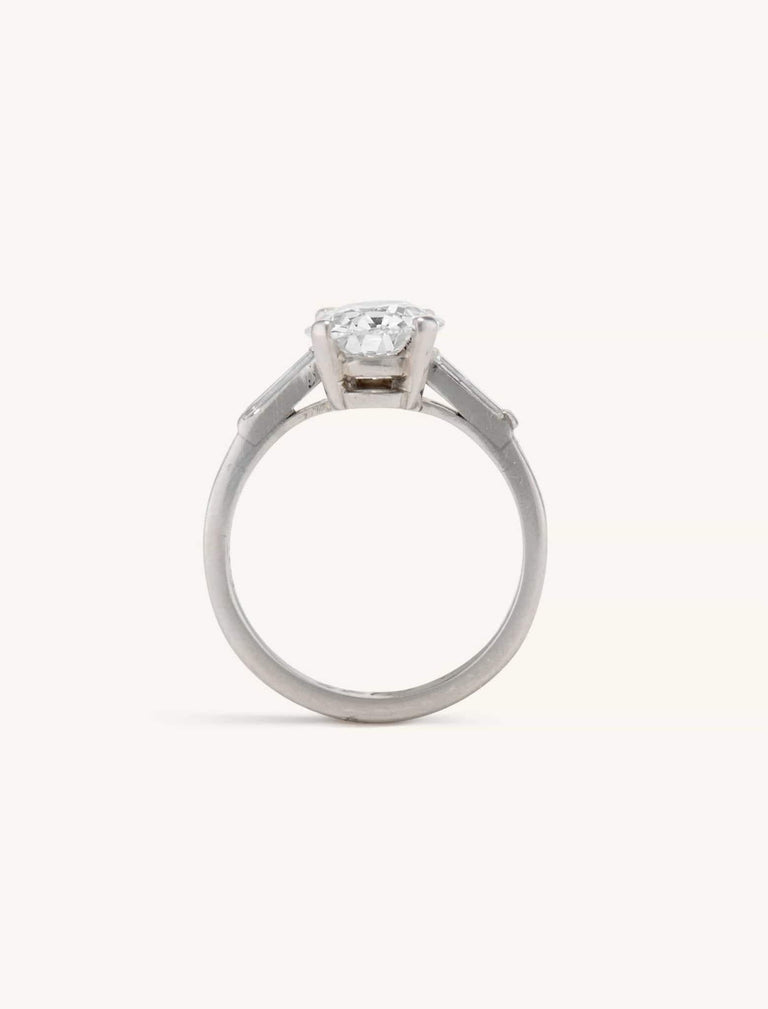 Midcentury 1.44 Carat Transitional Cut Diamond Engagement Ring