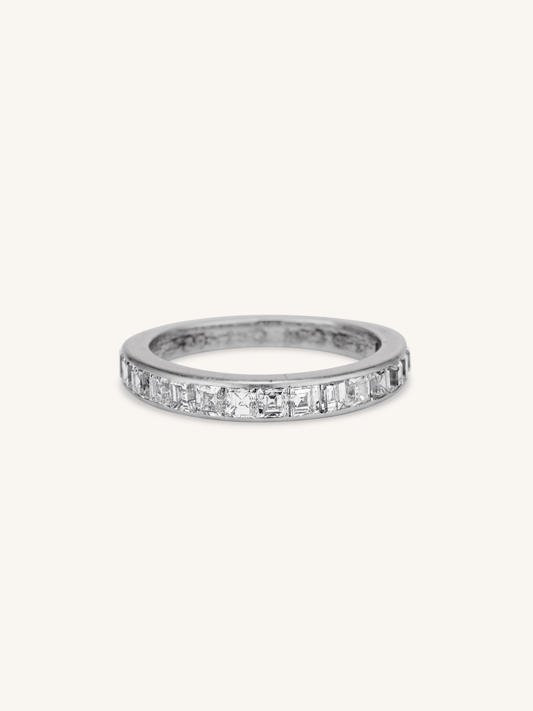 Midcentury Carré Cut Diamond Half Band
