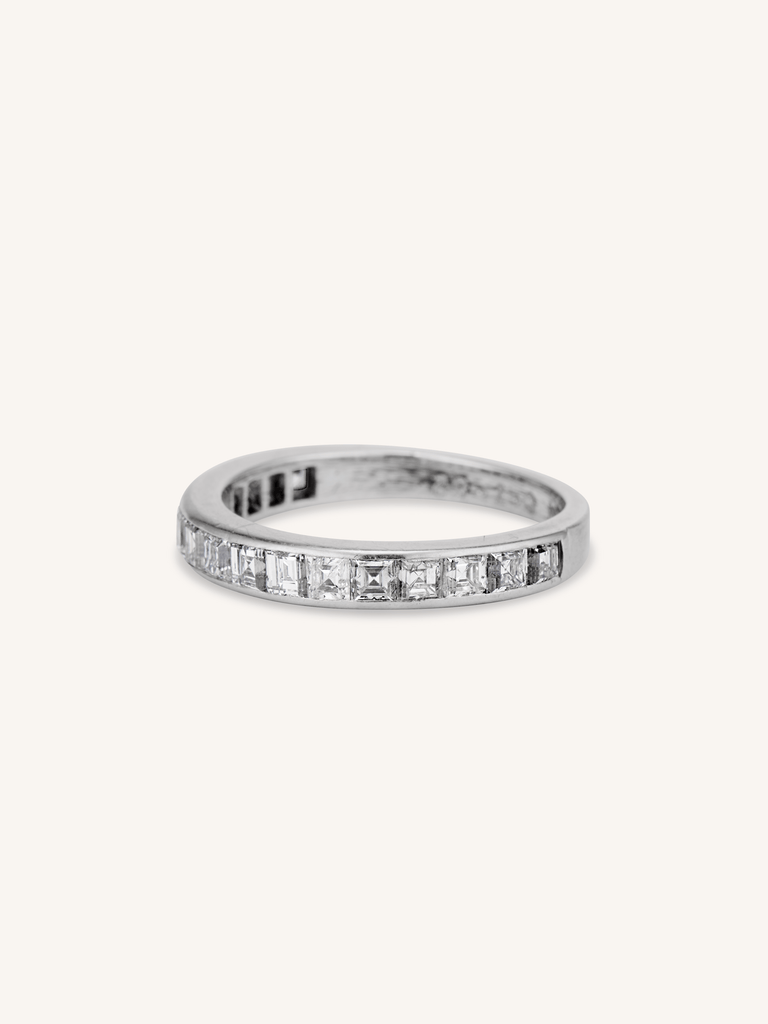 Midcentury Carré Cut Diamond Half Band