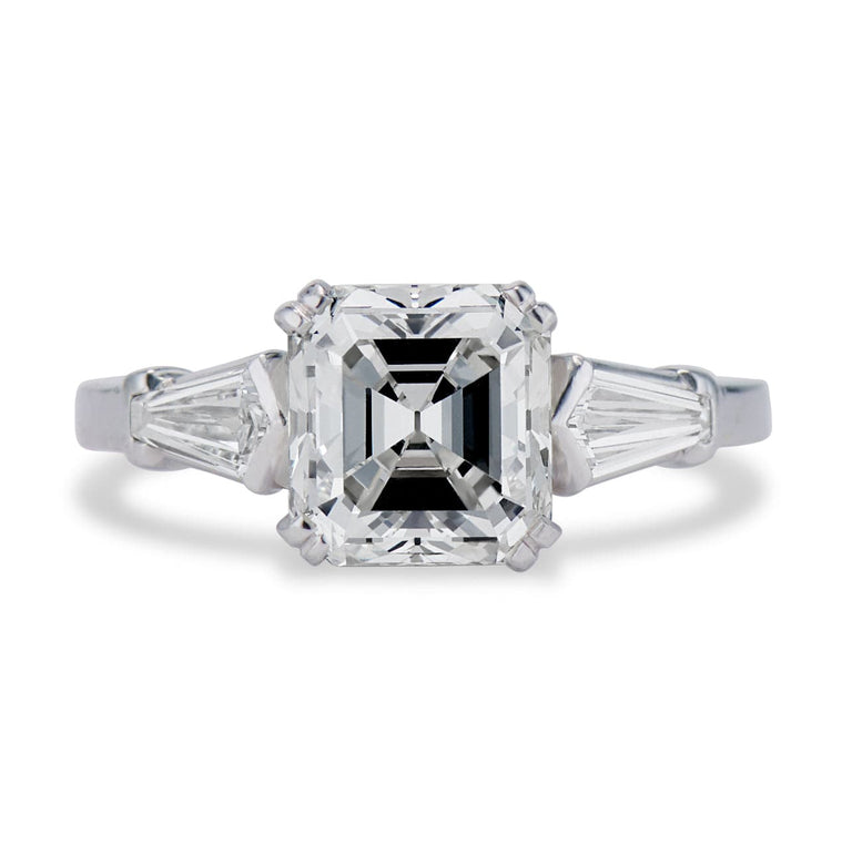 Midcentury 2.17 Carat Asscher Cut Diamond Ring