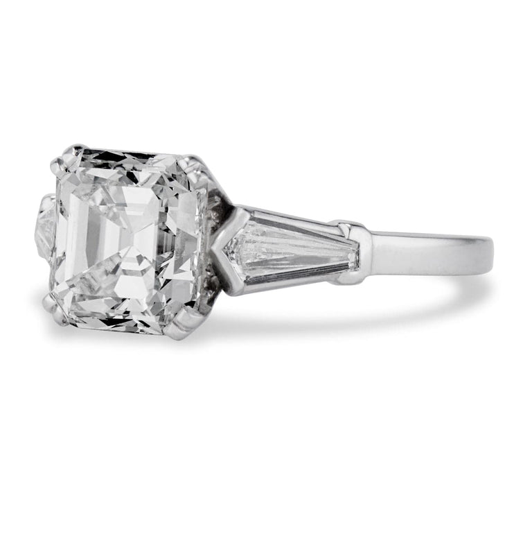 Midcentury 2.17 Carat Asscher Cut Diamond Ring