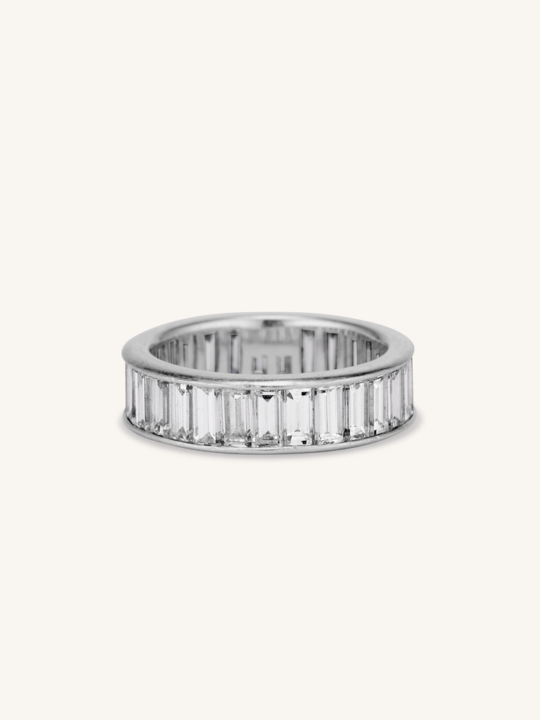 Midcentury Baguette Cut Diamond Eternity Wedding Band
