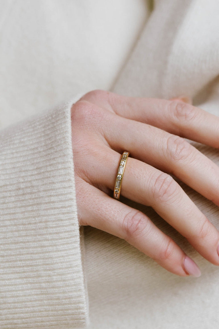 Midcentury Baguette Diamond Eternity Band Size 8