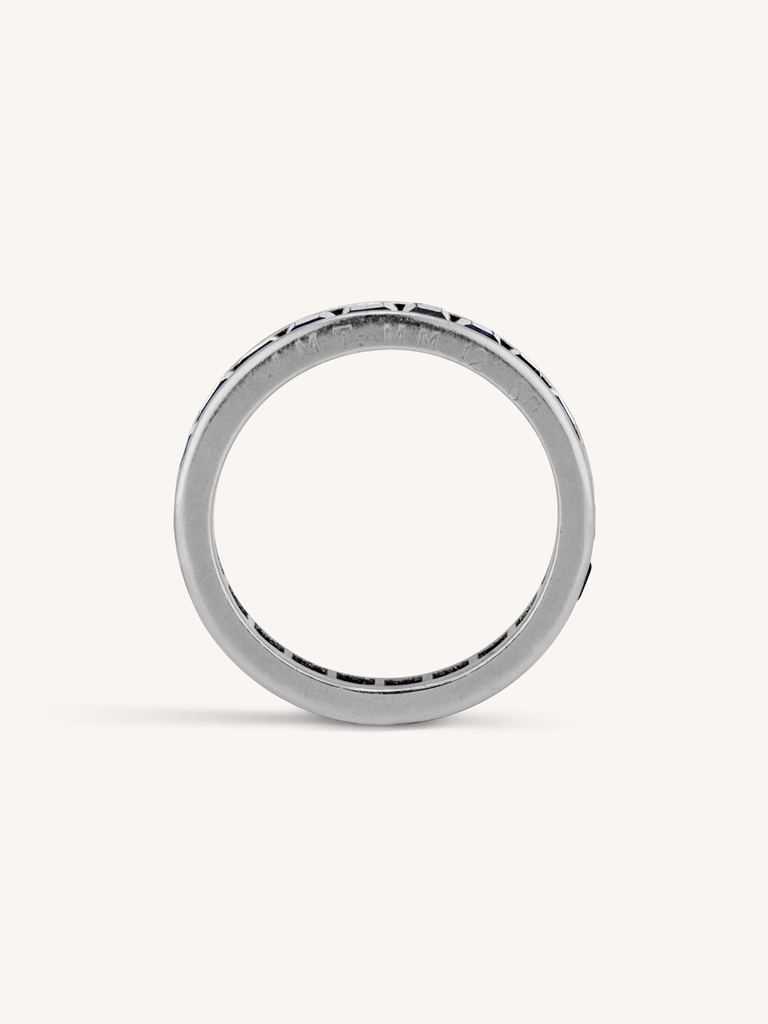 Midcentury Carré Cut Sapphire Eternity Wedding Band