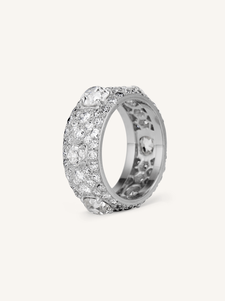 Midcentury Old Mine Diamond Eternity Band