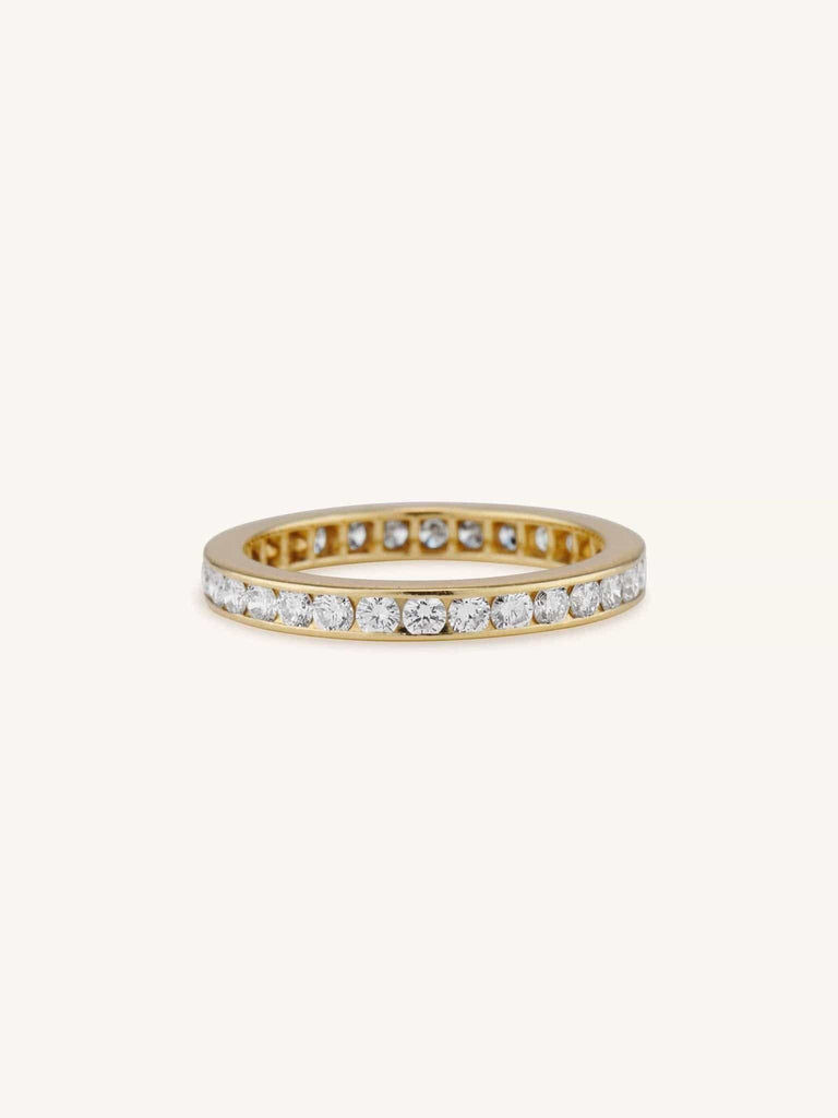 Midcentury Round Cut Diamond Eternity Band Size 5.75