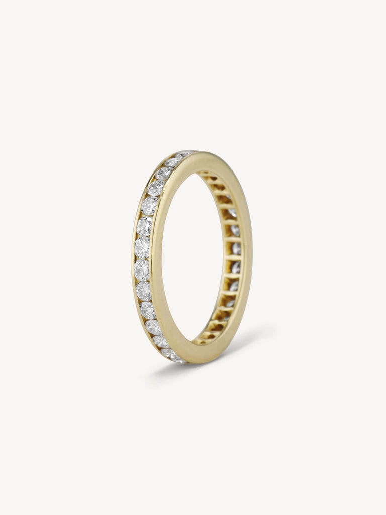 Midcentury Round Cut Diamond Eternity Band Size 5.75