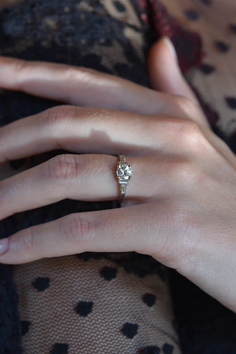 Midcentury Tiffany & Co. Round Brilliant Cut Diamond Solitaire Vintage Engagement Ring