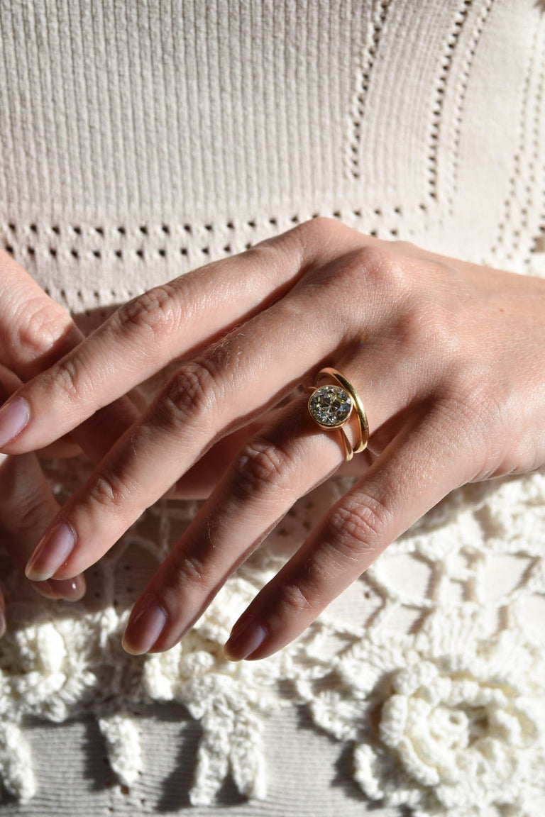 Late Victorian Bezel Set 2.60 Old European Diamond Engagement Ring