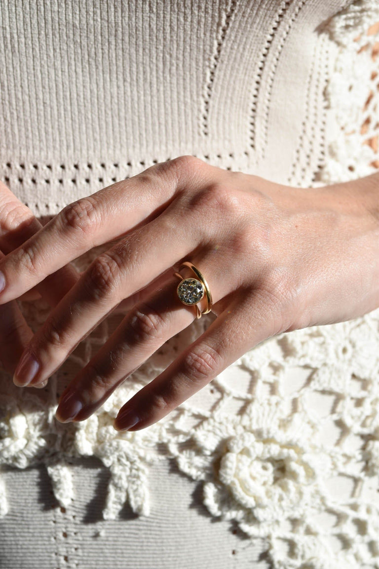 Late Victorian Bezel Set 2.60 Old European Diamond Engagement Ring