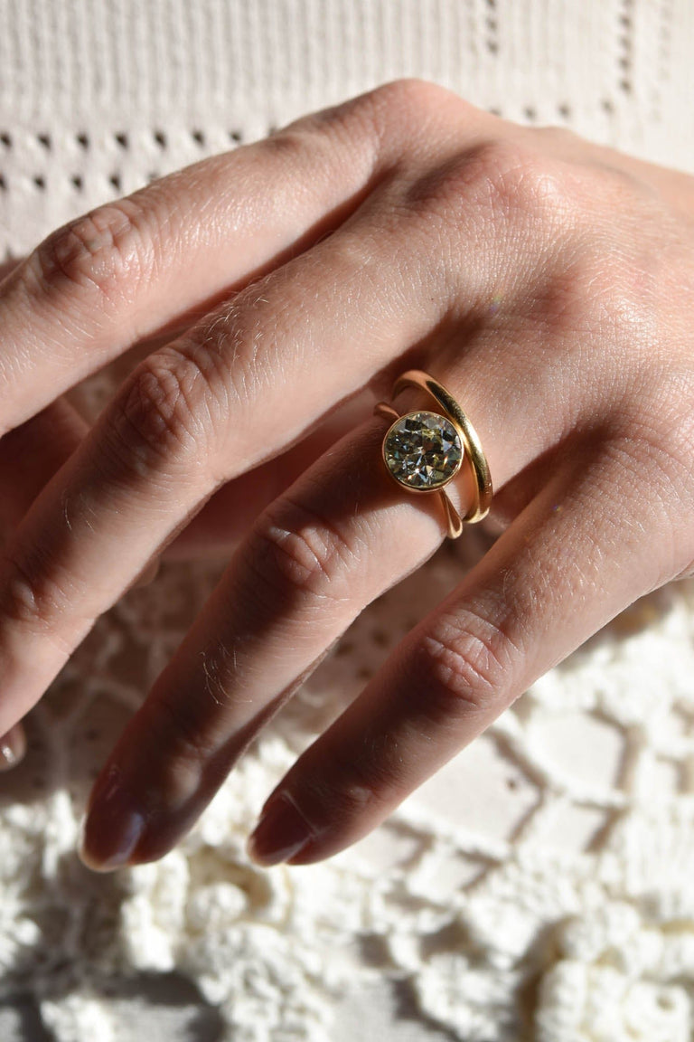 Late Victorian Bezel Set 2.60 Old European Diamond Engagement Ring