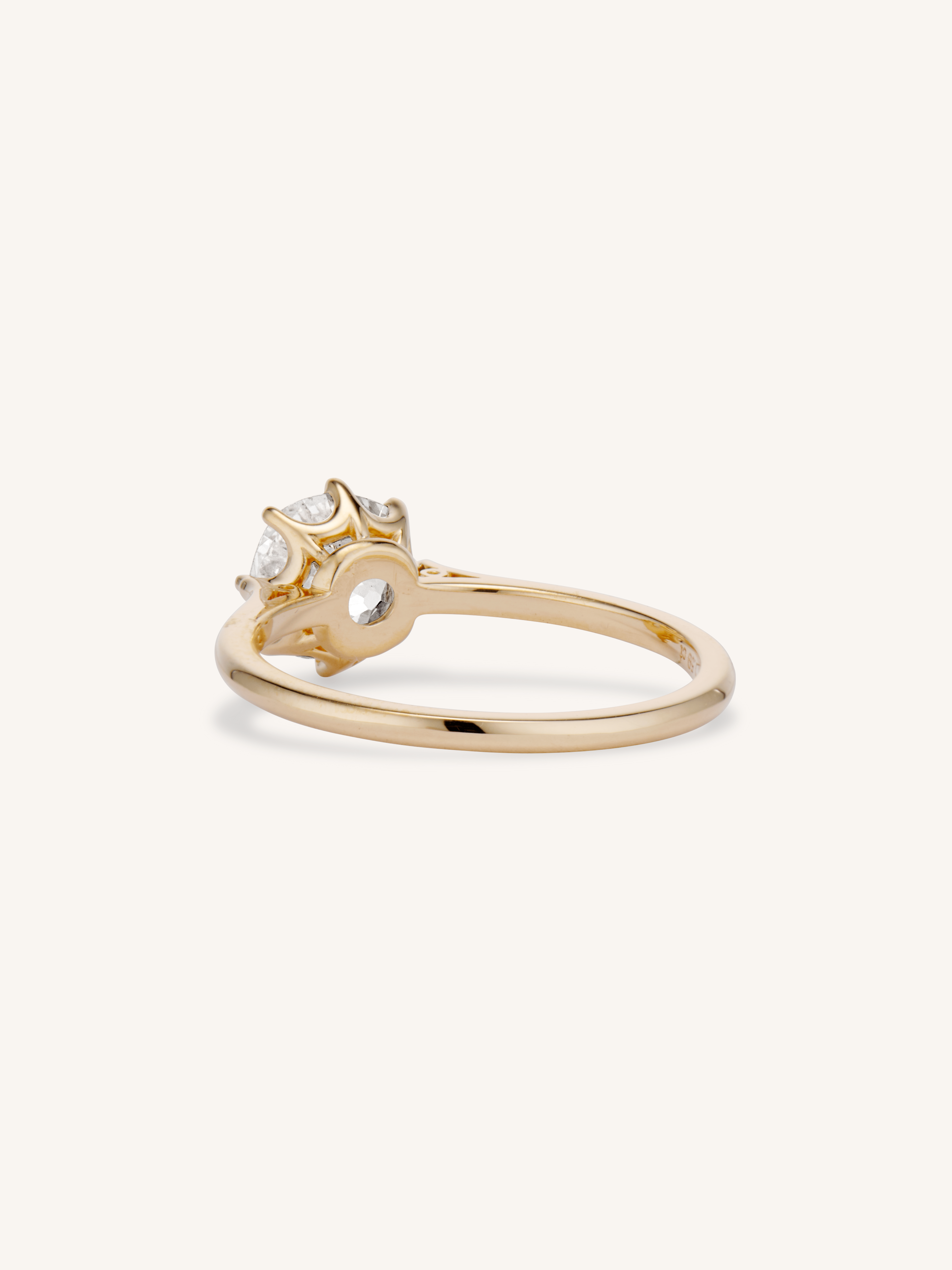 Old Mine Cut 1.59 Ct Diamond Solitaire 18k Yellow Gold Engagement Ring ...