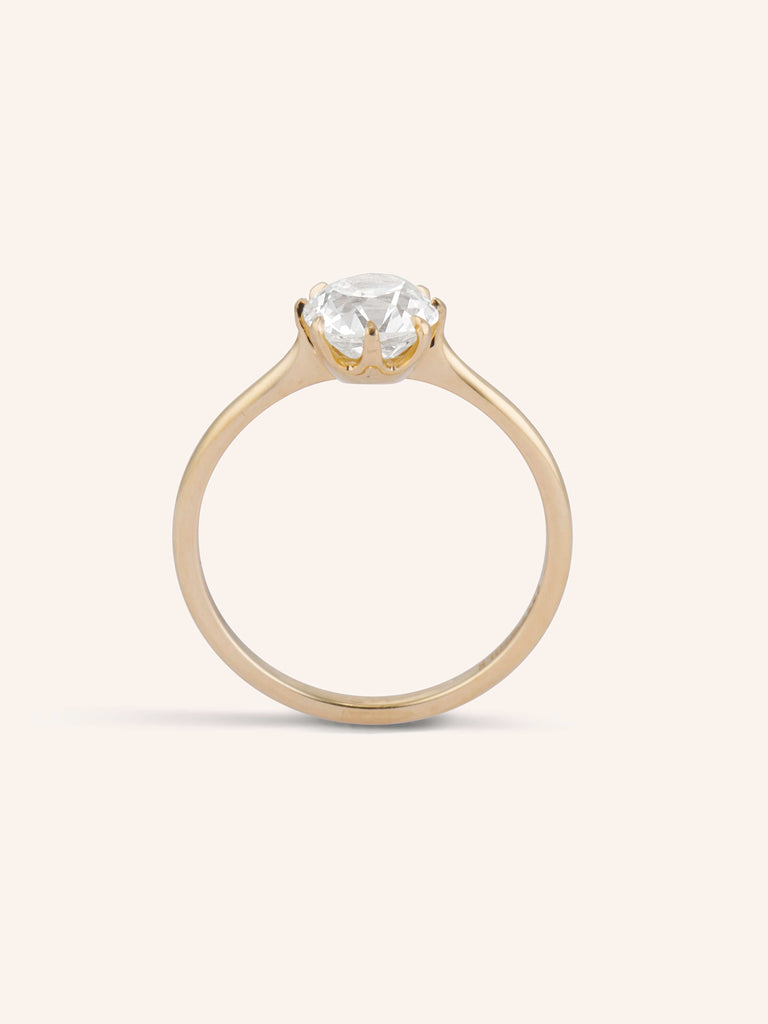 1.55Ct Old Mine Diamond Solitaire in Yellow Gold | Astrid