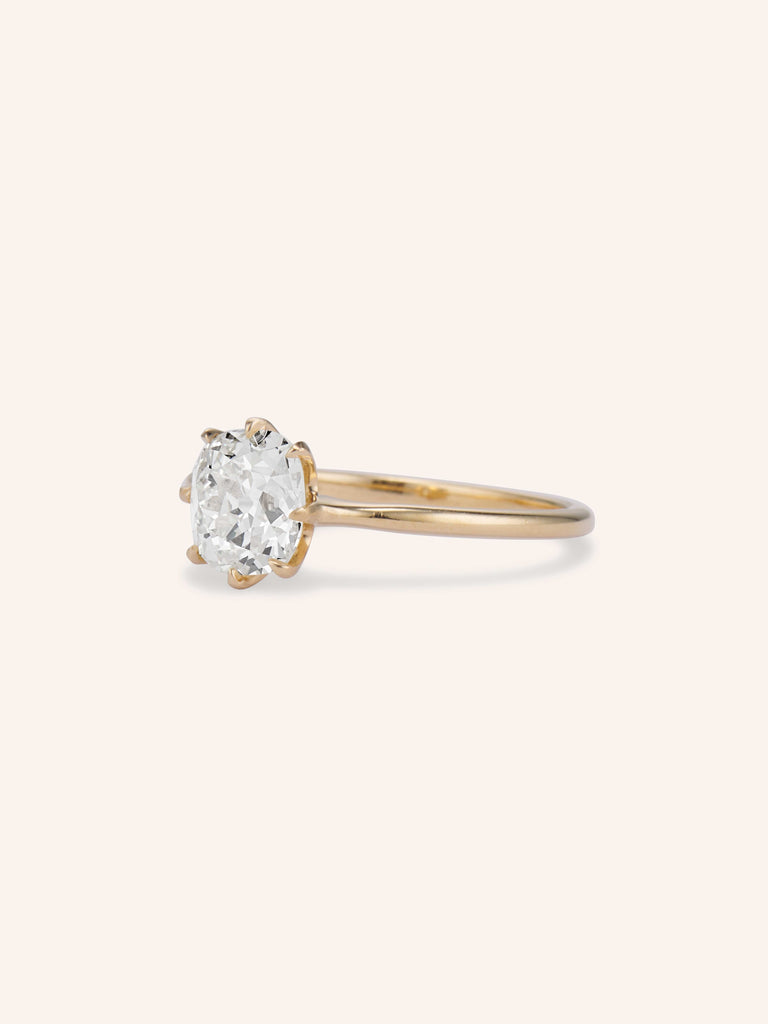 1.55Ct Old Mine Diamond Solitaire in Yellow Gold | Astrid