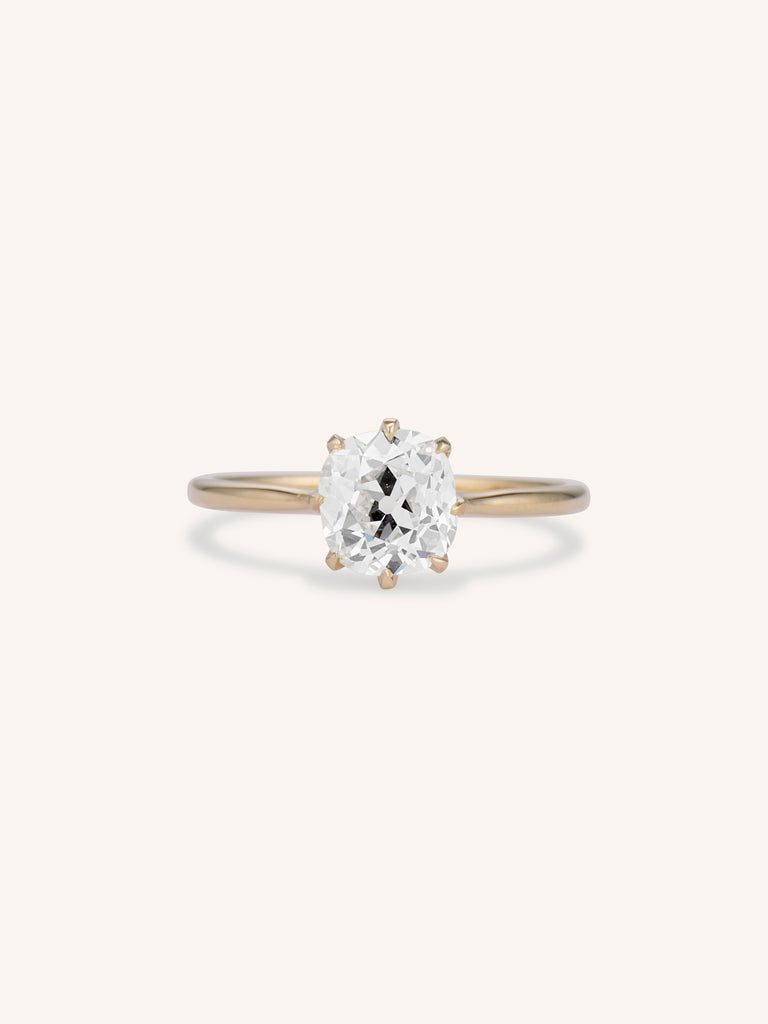 1.55Ct Old Mine Diamond Solitaire in Yellow Gold | Astrid