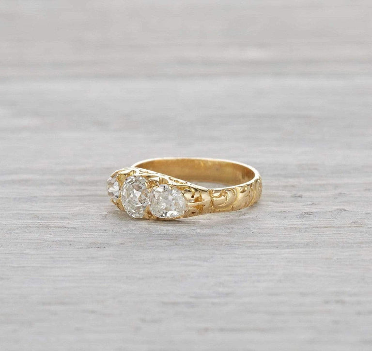 One Carat Antique Victorian Three Stone Engagement Ring