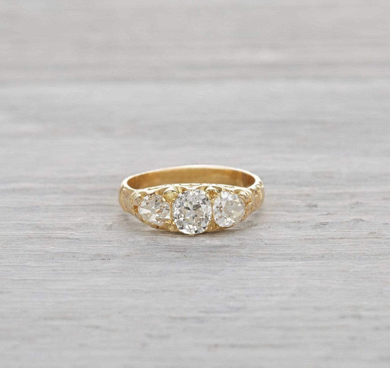 One Carat Antique Victorian Three Stone Engagement Ring
