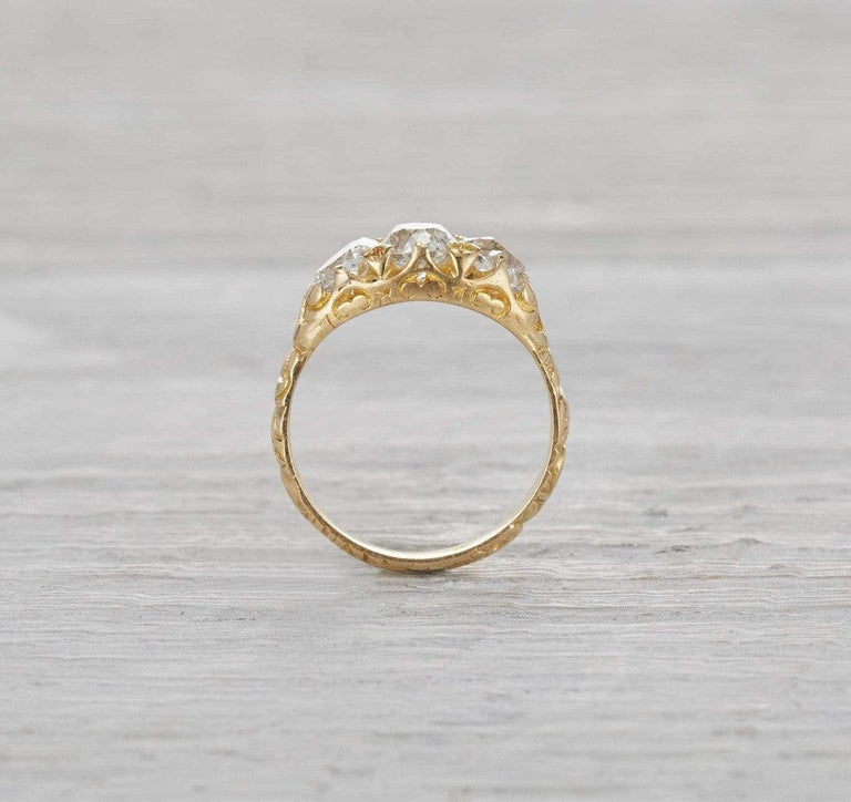 One Carat Antique Victorian Three Stone Engagement Ring