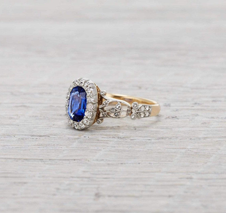 One Carat Art Nouveau Sapphire Engagement Ring