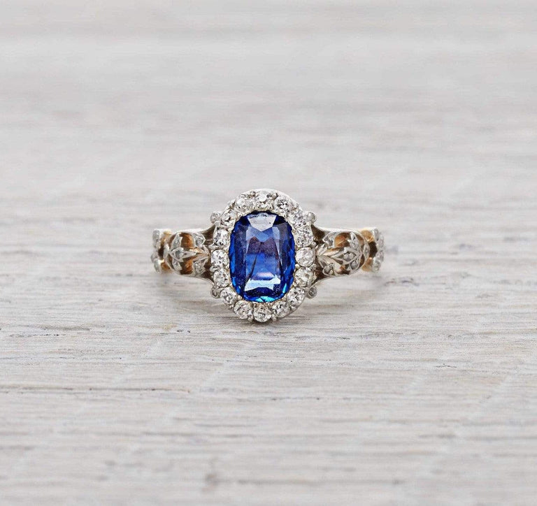One Carat Art Nouveau Sapphire Engagement Ring