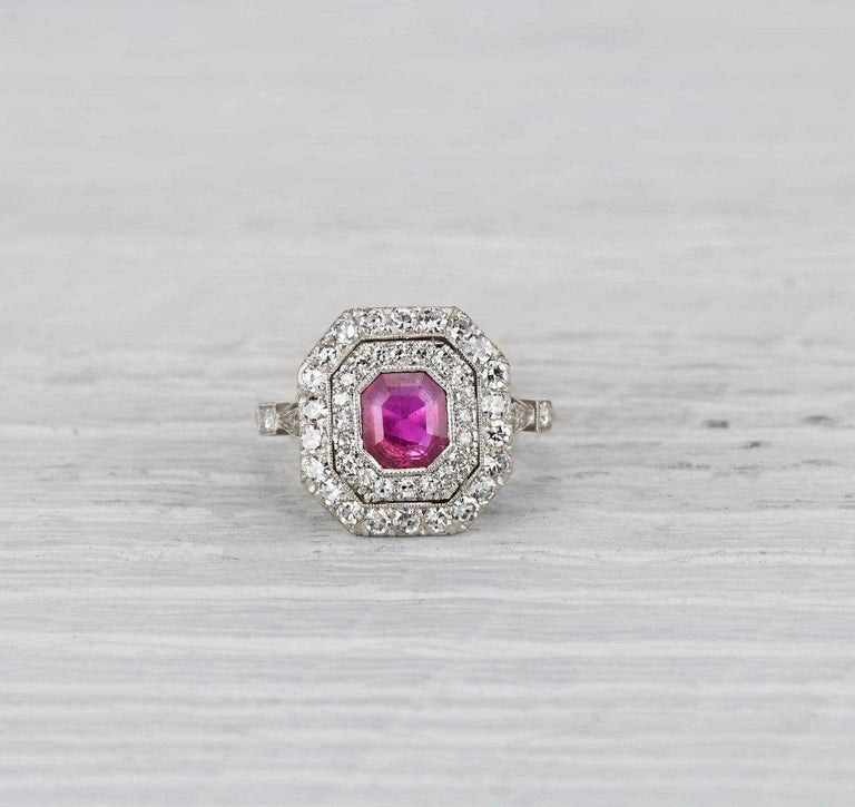 One Carat Edwardian Ruby & Diamond Ring