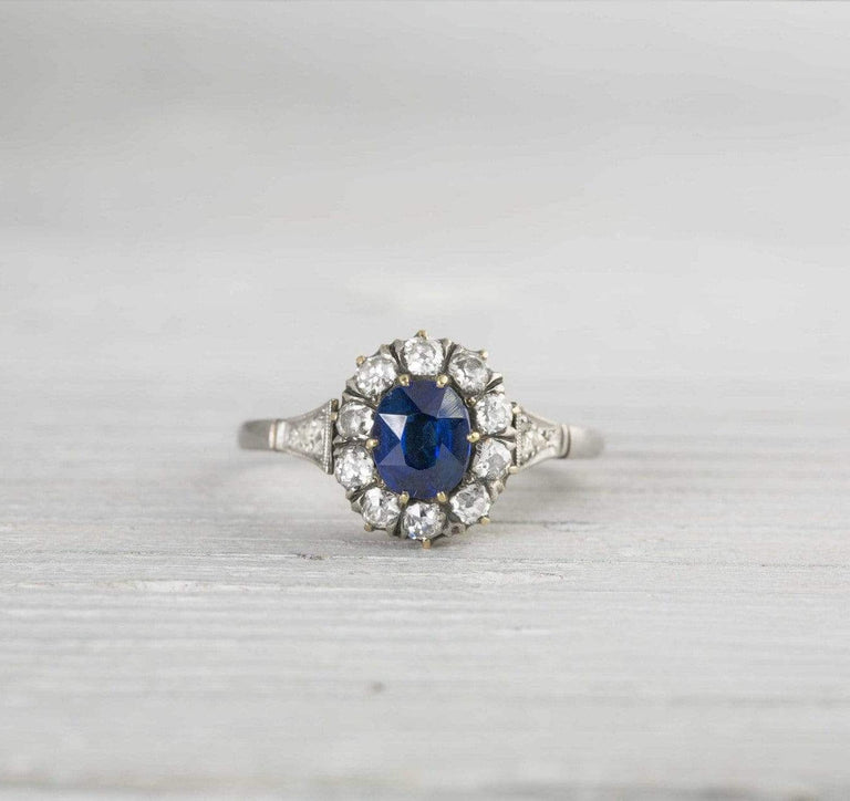 One Carat Sapphire Cluster Engagement Ring