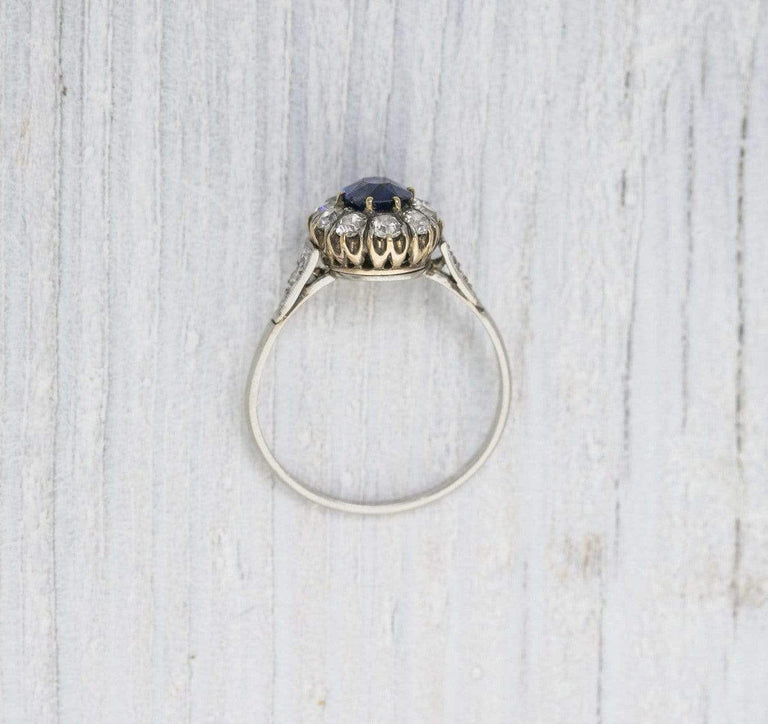 One Carat Sapphire Cluster Engagement Ring